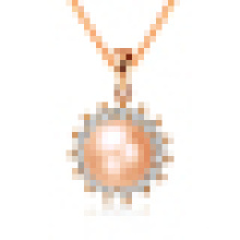 Women′s Natural Pearl Sun-Shaped Pendant Necklace with Chain